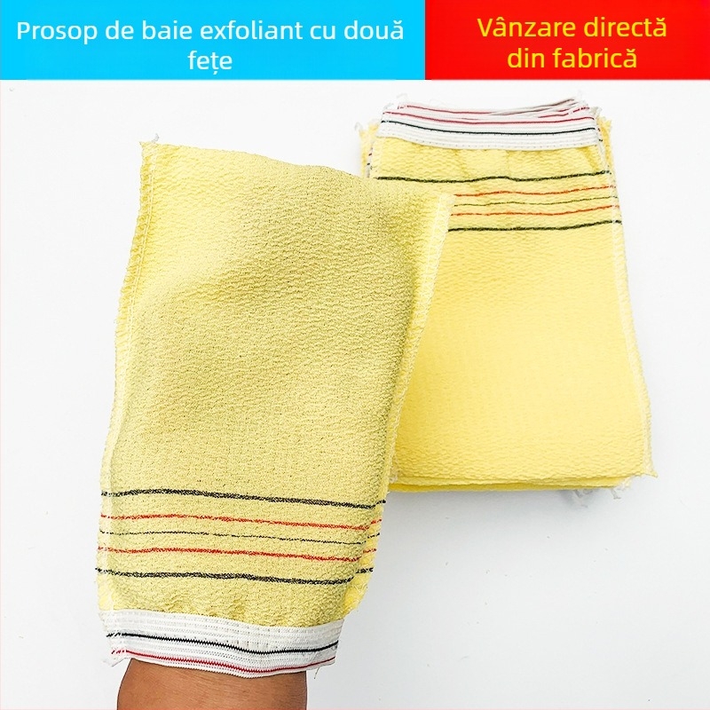 Mănușă de baie, de unică folosință, pentru exfolierea spatelui, cu două fețe, textură grosieră, amestec de viscoză
