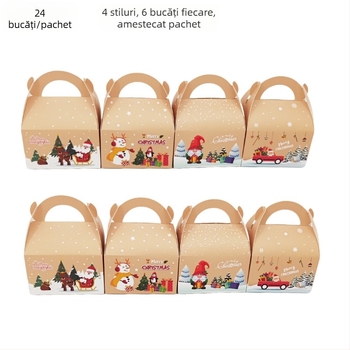 Independent cutii pătrate pentru dulciuri din hârtie, stil Cartoon, 24 de bucăți, pentru petreceri de Crăciun și nunți