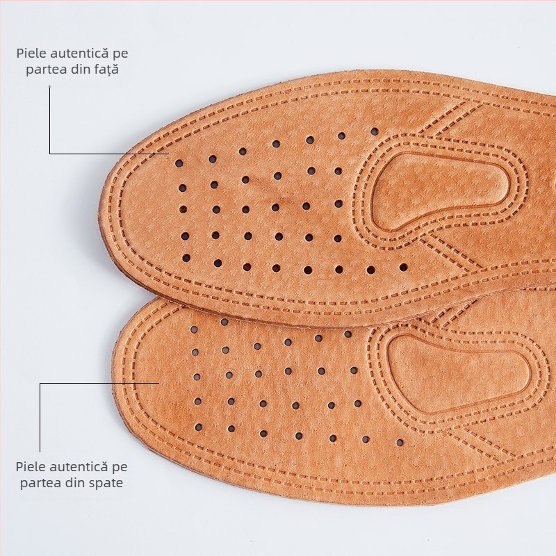 Talpă din piele naturală pentru adidași și pantofi – absorbția transpirației, controlul mirosului, respirabile, talpă întreagă; unisex; potrivite pentru sneakers, pantofi din piele, bocanci, casual și de lucru; primăvară-vară-toamnă