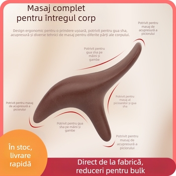 Masajer meridian în formă de corn de taur, perie manuală pentru puncte de acupunctură și masajul tălpii