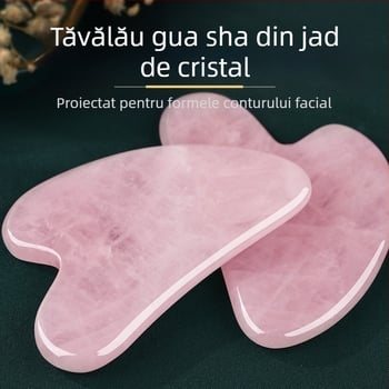 Placă gua sha din jad pentru față, formă inimă semicerc, pentru îngrijire facială, posibil logo, ambalaj 1 buc