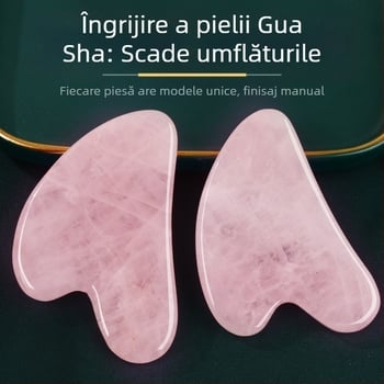 Placă gua sha din jad pentru față, formă inimă semicerc, pentru îngrijire facială, posibil logo, ambalaj 1 buc