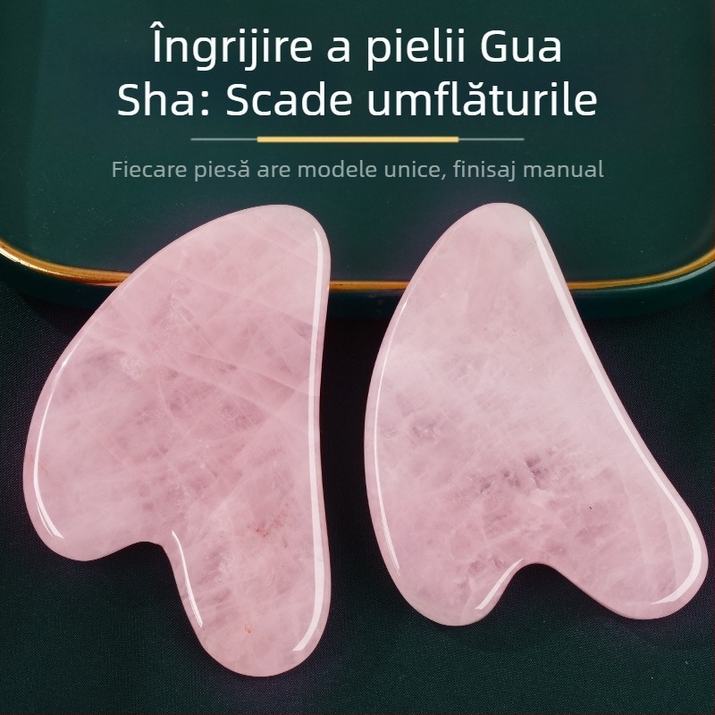 Placă gua sha din jad pentru față, formă inimă semicerc, pentru îngrijire facială, posibil logo, ambalaj 1 buc
