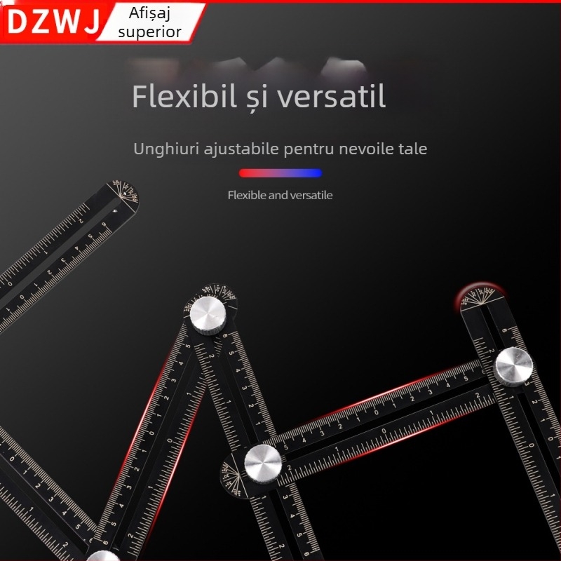 Contur gauge din oțel aliat cu blocare – riglă pliabilă pentru plăci ceramice și instrument de profilare pentru tâmplărie