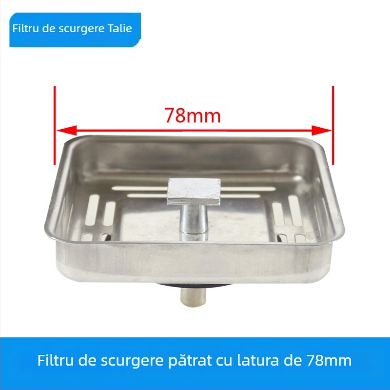 Talea filtru de chiuvetă cu etanșare pătrată la patru colțuri, oțel inox SUS304, model QS251C001, 61,9 g