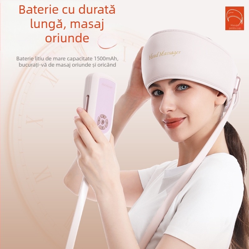 Masajor pentru cap T-365, alimentare pe baterie, control prin buton, 3 trepte, masaj cap/air bag