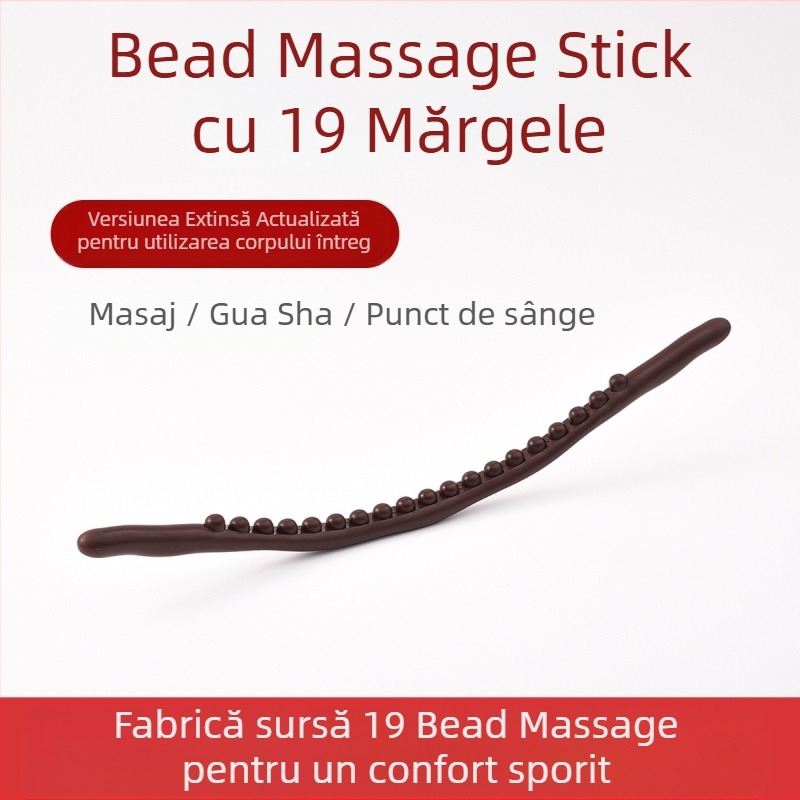 Roller de masaj cu 19 mărgele din fag pentru corpul întreg – control mecanic, cap de masaj rotund, fără alimentare, viteză fără trepte