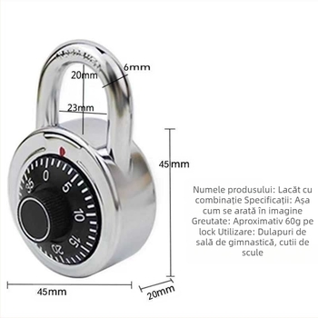  Lacăt cu parolă pentru dulapuri de sală și internat, design retro cu combinație; Tip: Lacăt cu parolă; Material: Altul; Brand: Altul