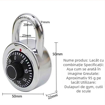  Lacăt cu parolă pentru dulapuri de sală și internat, design retro cu combinație; Tip: Lacăt cu parolă; Material: Altul; Brand: Altul