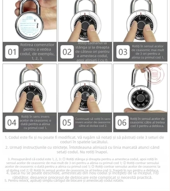  Lacăt cu parolă pentru dulapuri de sală și internat, design retro cu combinație; Tip: Lacăt cu parolă; Material: Altul; Brand: Altul