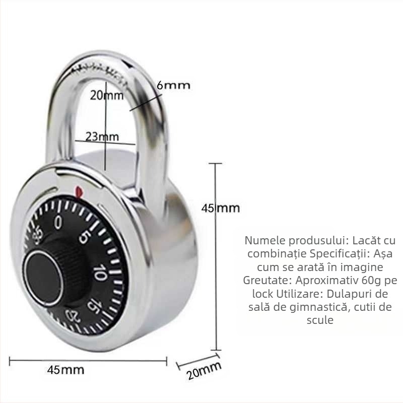  Lacăt cu parolă pentru dulapuri de sală și internat, design retro cu combinație; Tip: Lacăt cu parolă; Material: Altul; Brand: Altul