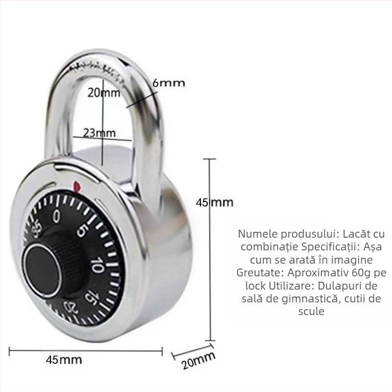  Lacăt cu parolă pentru dulapuri de sală și internat, design retro cu combinație; Tip: Lacăt cu parolă; Material: Altul; Brand: Altul