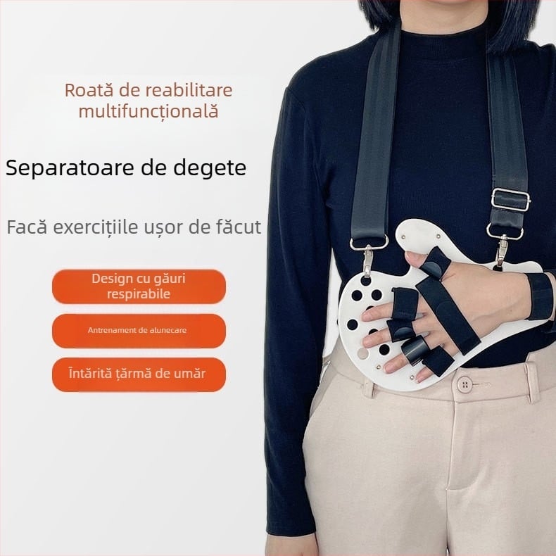 Dispozitiv de reabilitare a mâinii cu separator pentru degete (cinci) pentru îndreptarea acestora — Material: PP alimentar, pentru încheietură, 1 an garanție