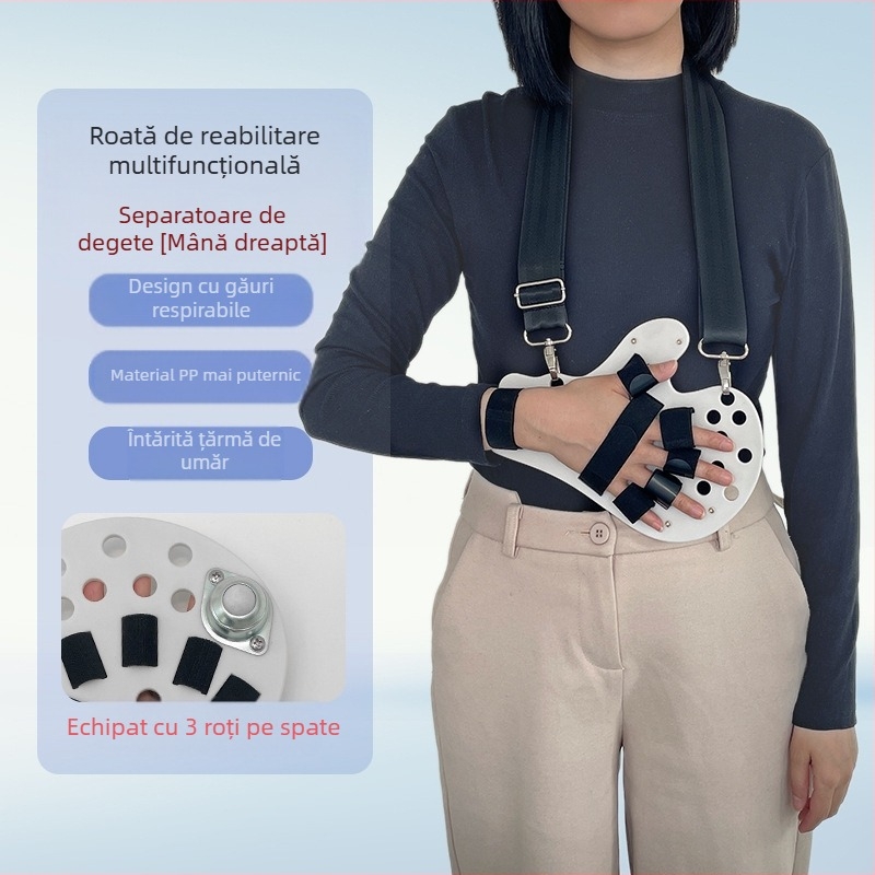 Dispozitiv de reabilitare a mâinii cu separator pentru degete (cinci) pentru îndreptarea acestora — Material: PP alimentar, pentru încheietură, 1 an garanție
