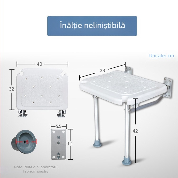 Scaun de duș pliabil din aliaj de aluminiu, pentru vârstnici și persoane cu dizabilități; origine Zhongshan, Guangdong; pliabil