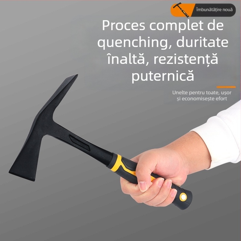 Topor multifuncțional cu design dintr-o singură piesă — lamă vârfată și plată, funcție ciocan pentru utilizare în grădină și fermă