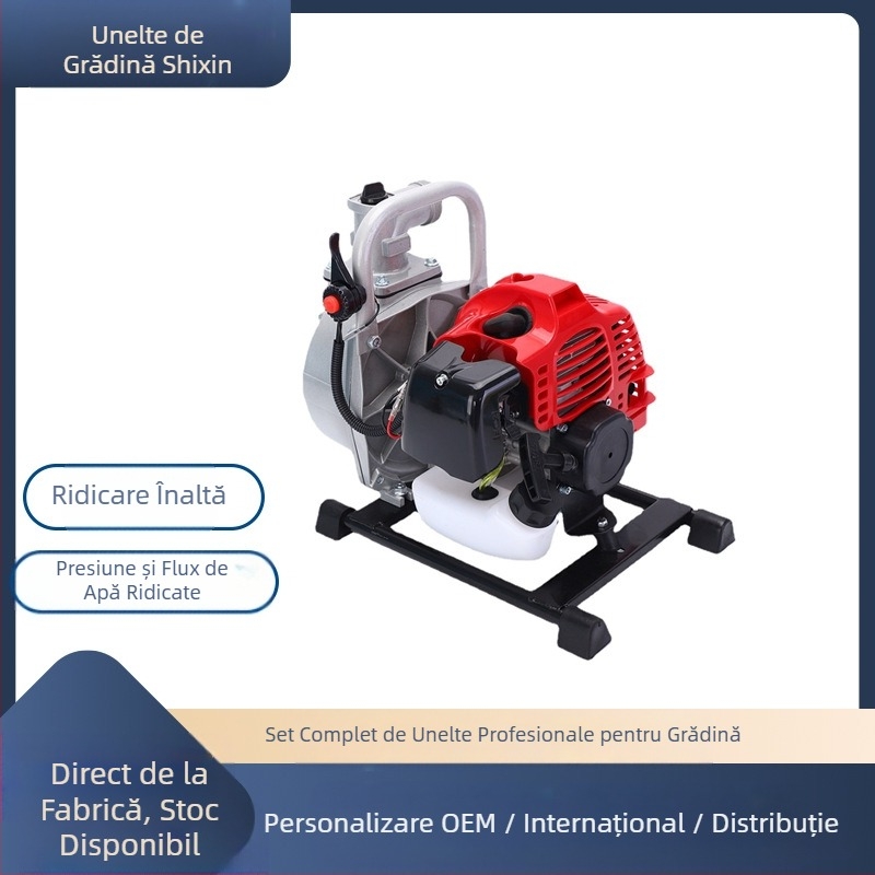 Pompă de irigat pe benzină, portabilă, debit mare, înălțime mare de pompare, presiune înaltă