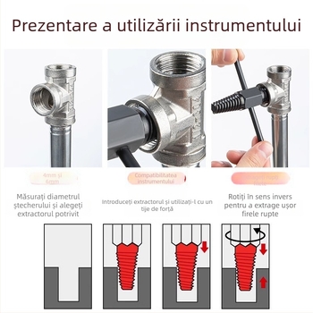 Shouli extractor pentru șuruburi rupte și filete pentru robinete și țevi – cu capete duble, filet invers, extractor hexagonal
