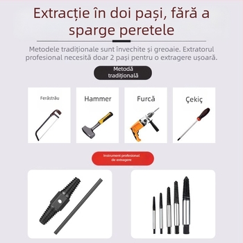 Shouli extractor pentru șuruburi rupte și filete pentru robinete și țevi – cu capete duble, filet invers, extractor hexagonal