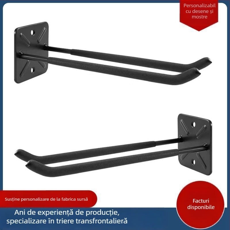 Cârlig de perete cu două șiruri, din fier, Yuqianda hardware, model Yqd-1302, destinat grădinii și depozitului, stil modern minimalist.