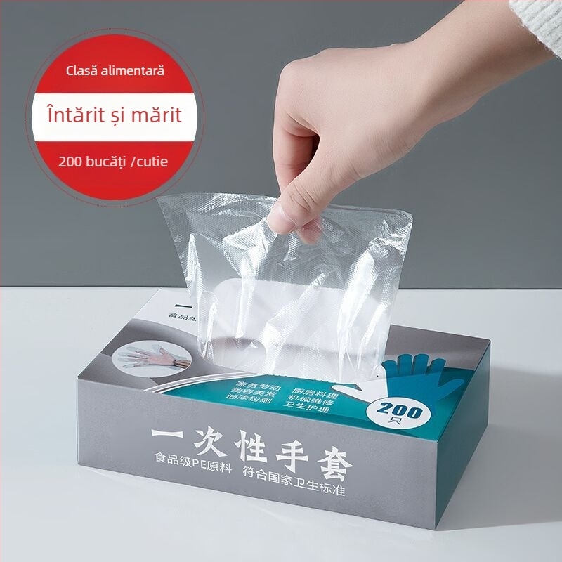Mănuși de unică folosință PE, de calitate alimentară, îngroșate, antiderapante, 1000 bucăți