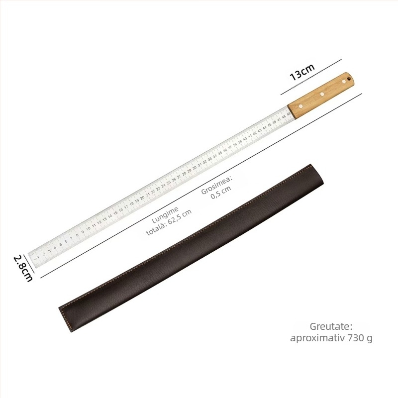 Riglă din oțel inoxidabil, îngroșată, calită, pentru tâmplărie