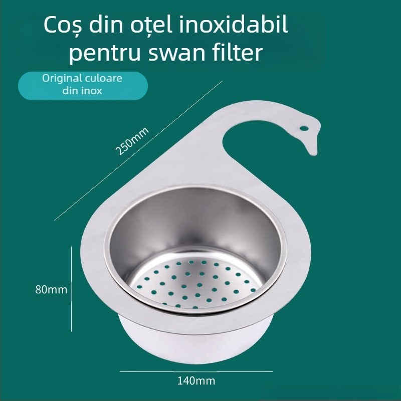 Filtru pentru chiuveta de bucătărie, în formă de lebădă, din plastic îngroșat, pentru separarea reziduurilor, spălarea legumelor, drenaj uscat și umed