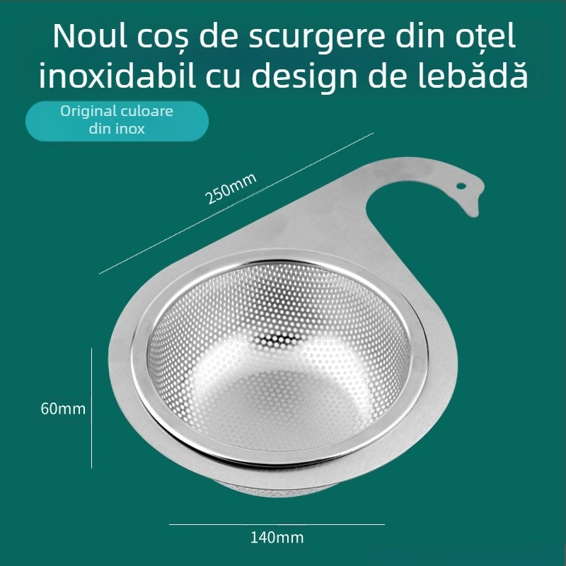 Filtru pentru chiuveta de bucătărie, în formă de lebădă, din plastic îngroșat, pentru separarea reziduurilor, spălarea legumelor, drenaj uscat și umed