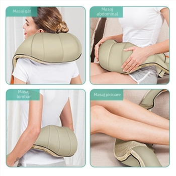 Masaj pentru gât, umeri și spate, 8 capete, compresie caldă, alimentare AC, model HF-P07, temporizator, 3 trepte