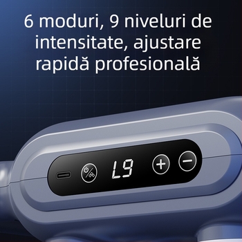 Pistol de masaj cu percuție cu opt capete, profesional, portabil, baterie încorporată, pentru eliberarea fasciei și a mușchilor, funcționare silențioasă