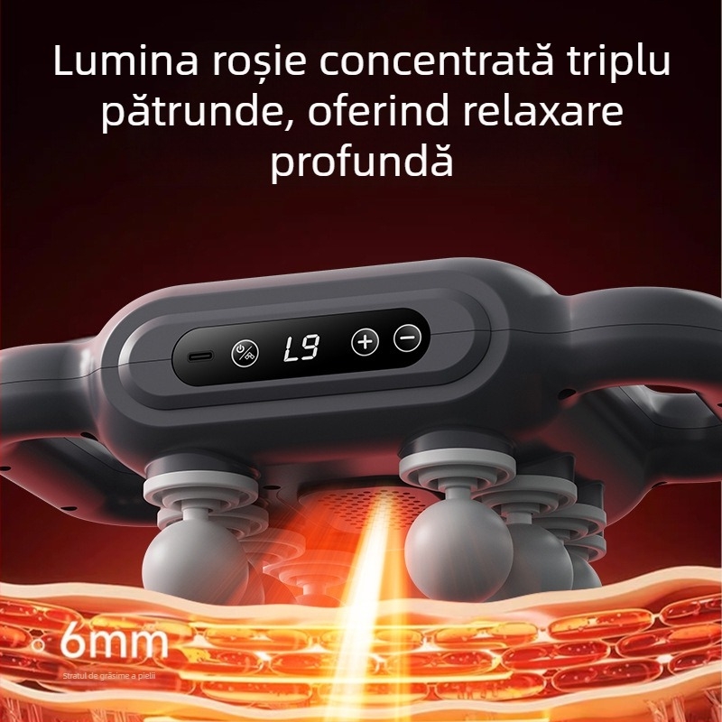 Pistol de masaj cu percuție cu opt capete, profesional, portabil, baterie încorporată, pentru eliberarea fasciei și a mușchilor, funcționare silențioasă