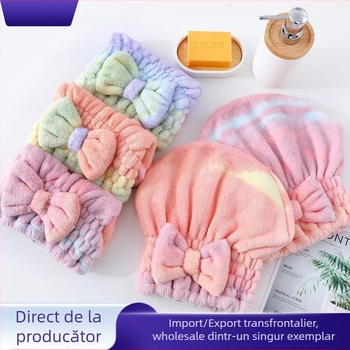 Pălărie pentru uscat părul, din fleece coral, fir 150D, țesătură cu șase fire, greutate sub 30 g