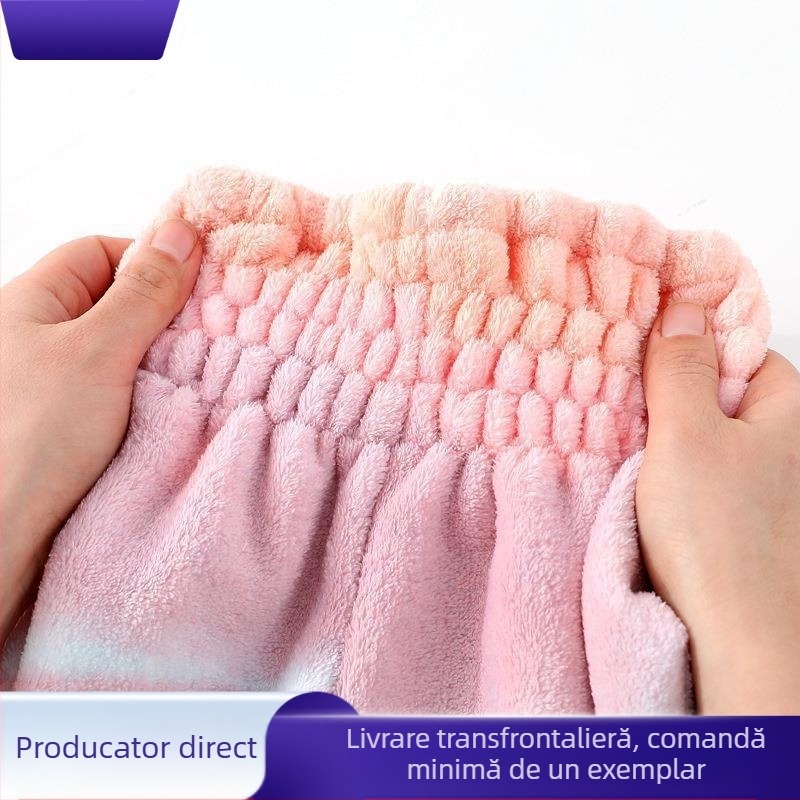Pălărie pentru uscat părul, din fleece coral, fir 150D, țesătură cu șase fire, greutate sub 30 g