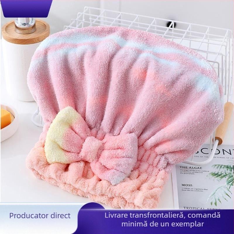 Pălărie pentru uscat părul, din fleece coral, fir 150D, țesătură cu șase fire, greutate sub 30 g