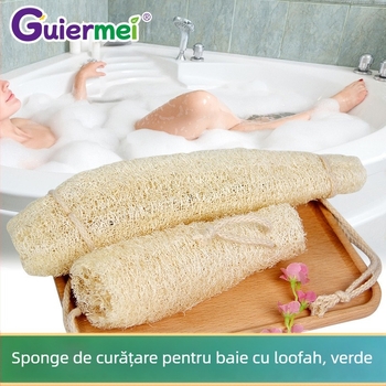 Perie de baie din luffa cu fibre vegetale verzi, pentru curățare a spatelui la adulți (Brand Guiermei; Material: Luffa; Categoria: Perie de baie; Utilizare: Frecare în timpul băii; Destinație: Adulți)