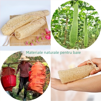 Perie de baie din luffa cu fibre vegetale verzi, pentru curățare a spatelui la adulți (Brand Guiermei; Material: Luffa; Categoria: Perie de baie; Utilizare: Frecare în timpul băii; Destinație: Adulți)