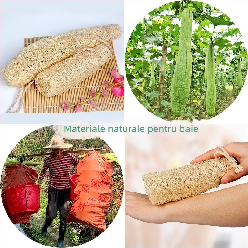 Perie de baie din luffa cu fibre vegetale verzi, pentru curățare a spatelui la adulți (Brand Guiermei; Material: Luffa; Categoria: Perie de baie; Utilizare: Frecare în timpul băii; Destinație: Adulți)