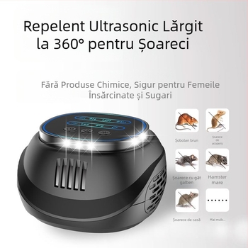 Repeller ultrasonic pentru animale, cu temporizator și lumini LED pe patru fețe