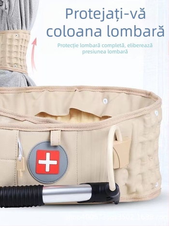 Banda înflabilă de susținere a taliei pentru îngrijire la vârsta a treia, bandă lombară de fixare pentru hernie de disc, ameliorează durerea lombară, dispozitiv de susținere și tracțiune pentru talie și abdomen.