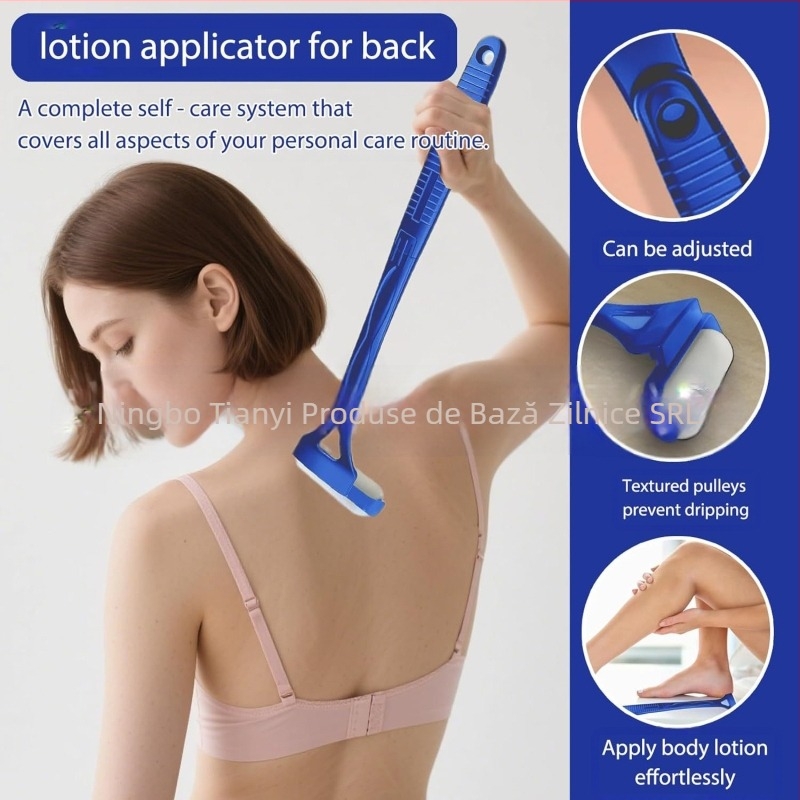 Aplikator pentru spate pentru creme, loțiuni și cremă de protecție solară, cu mâner lung pliabil și roller din burete | Material: plastic ABS