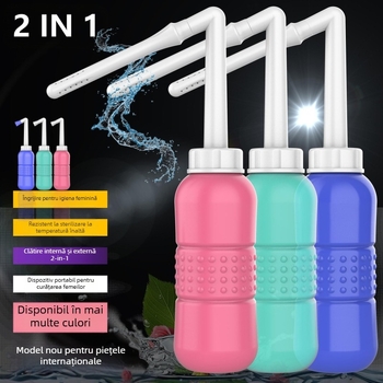 AQUARINSE irigator personal de igienă, manual, PP+EVA, 2 duze (lungă și scurtă), acționare prin strângere pentru clătire