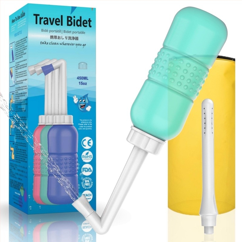 AQUARINSE irigator personal de igienă, manual, PP+EVA, 2 duze (lungă și scurtă), acționare prin strângere pentru clătire