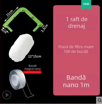 Filtru triunghiular pentru chiuvetă cu suport de scurgere suspendat, material ABS, stil coreean, etichetă privată licențiată, logo tipărit