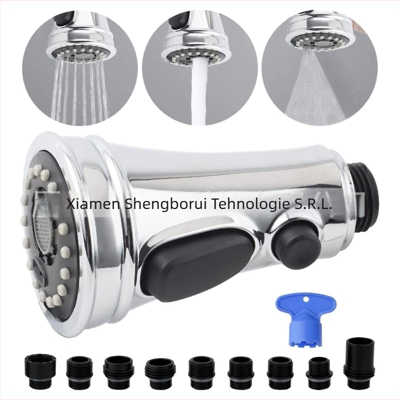 Cap de robinet de bucătărie retractabil, model 61025, ABS, miez ceramic al valvei, 3 funcții, certificat CUPC