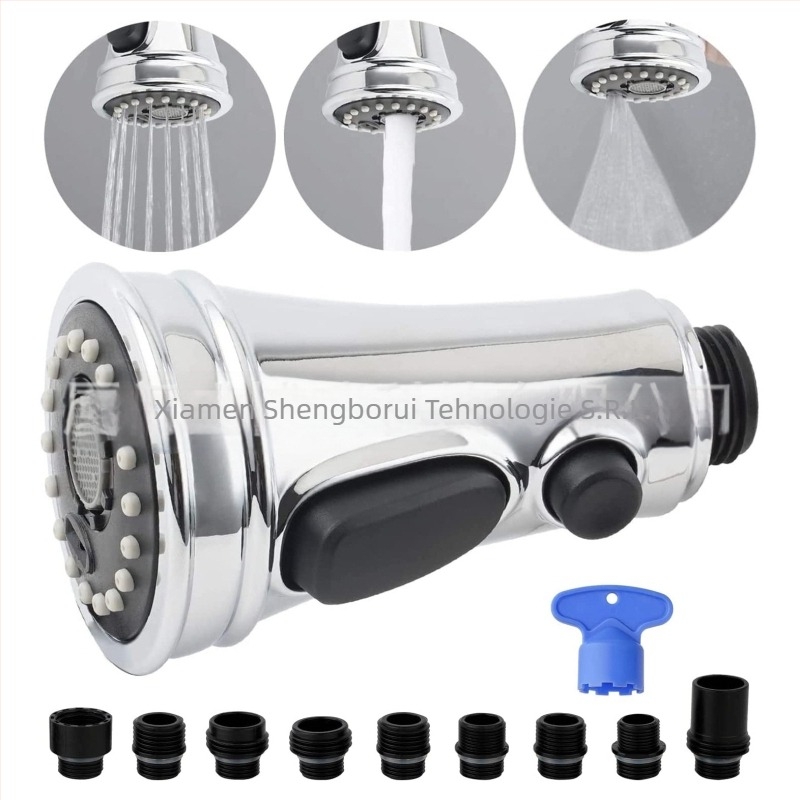 Cap de robinet de bucătărie retractabil, model 61025, ABS, miez ceramic al valvei, 3 funcții, certificat CUPC