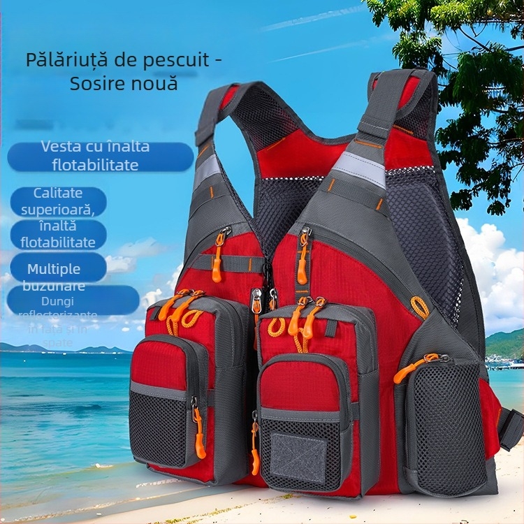 Hengtu 960 Vestă cu plută pentru sporturi acvatice în aer liber, cu buzunare multiple, uscare rapidă