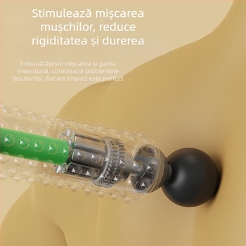 Baston de masaj electric pentru fitness și yoga, alimentare USB, control mecanic, viteză variabilă, 4 capete de masaj rotunde, formă dreptunghiulară trapezoidală, potrivit pentru cap, gât, talie și șold.