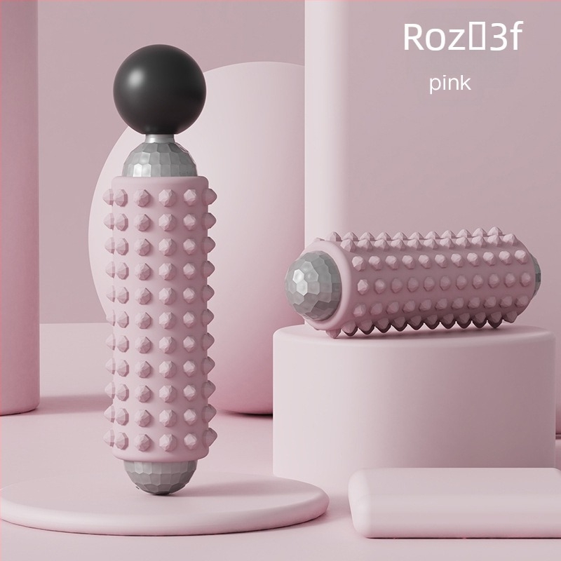 Baston de masaj electric pentru fitness și yoga, alimentare USB, control mecanic, viteză variabilă, 4 capete de masaj rotunde, formă dreptunghiulară trapezoidală, potrivit pentru cap, gât, talie și șold.