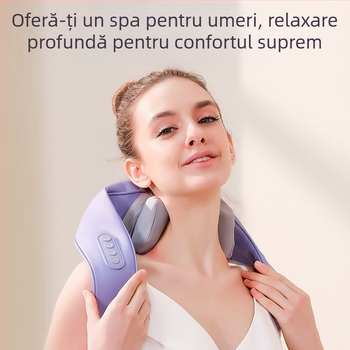 SL-Z9 masajer reîncărcabil pentru gât și umeri, cu 6 capete, compresie caldă, terapie cu infraroșu și temporizator