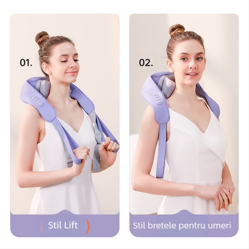 SL-Z9 masajer reîncărcabil pentru gât și umeri, cu 6 capete, compresie caldă, terapie cu infraroșu și temporizator